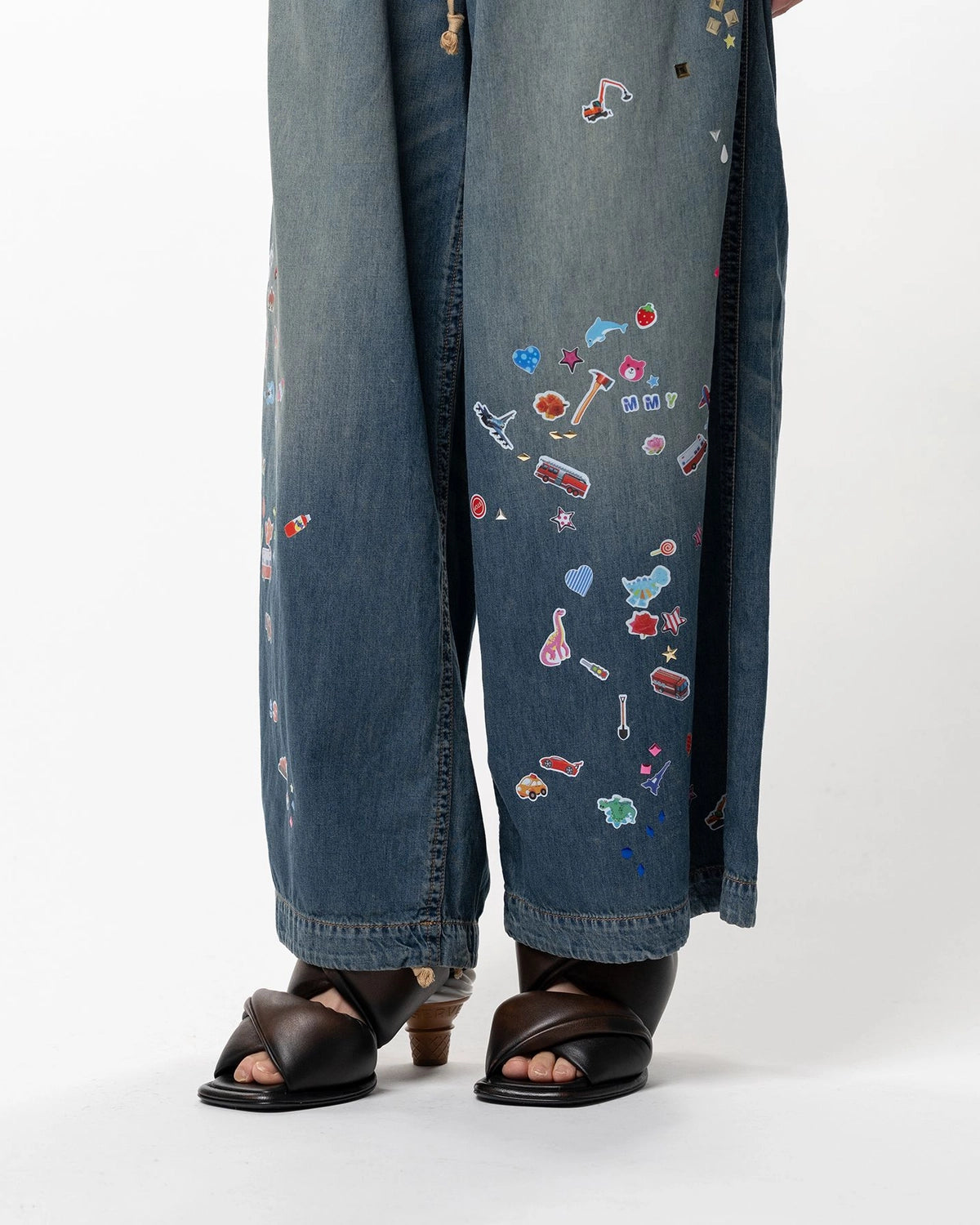 Maison MIHARA YASUHIRO / Kids Sticker Printed Wide Denim Pants -Women's- (K16PT342)