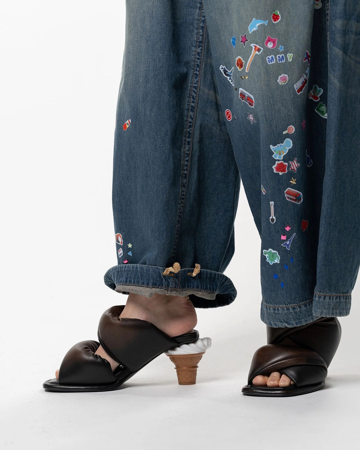 Maison MIHARA YASUHIRO / Kids Sticker Printed Wide Denim Pants -Women's- (K16PT342)