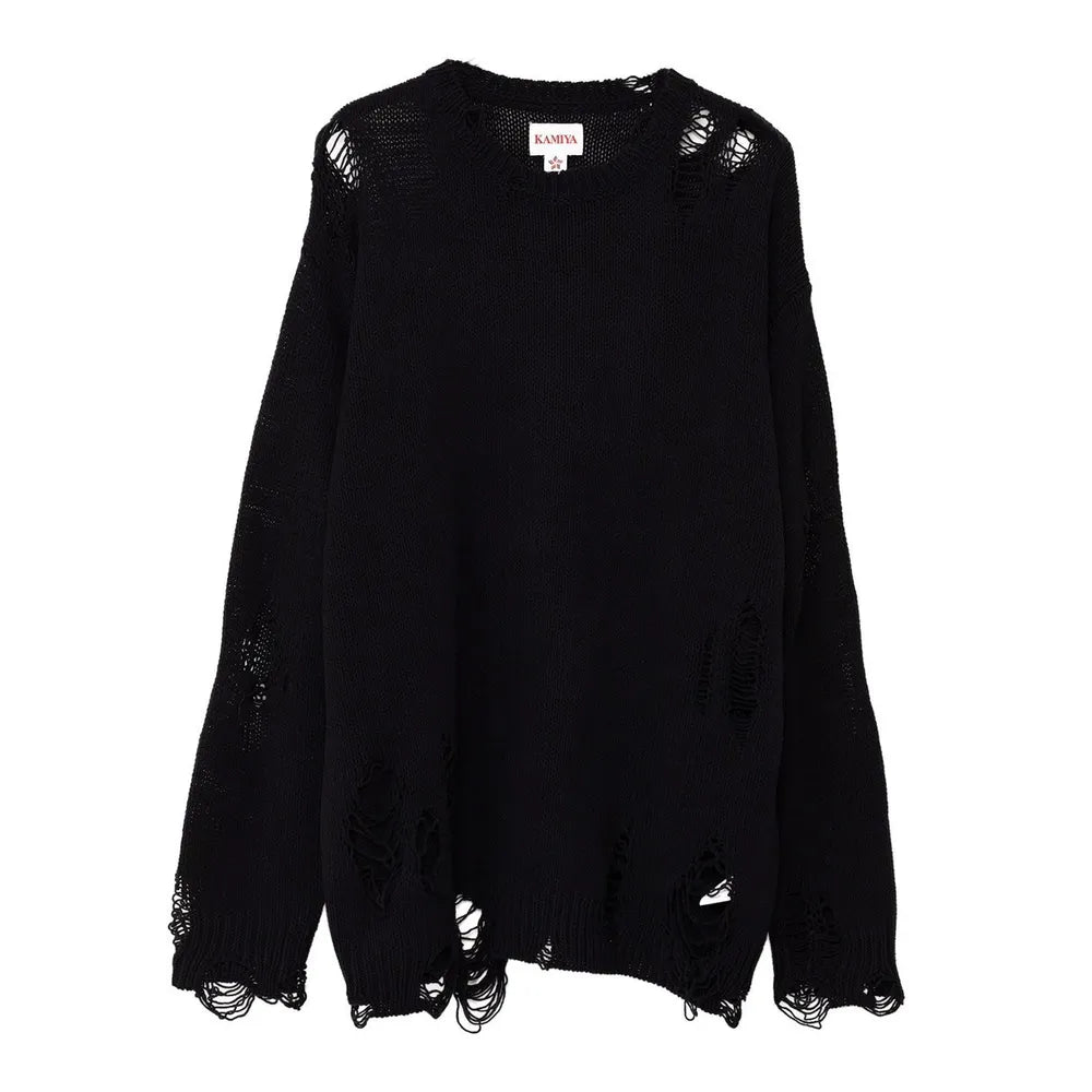 袖丈62cmKAMIYA | Distressed Pullover Sweater 黒