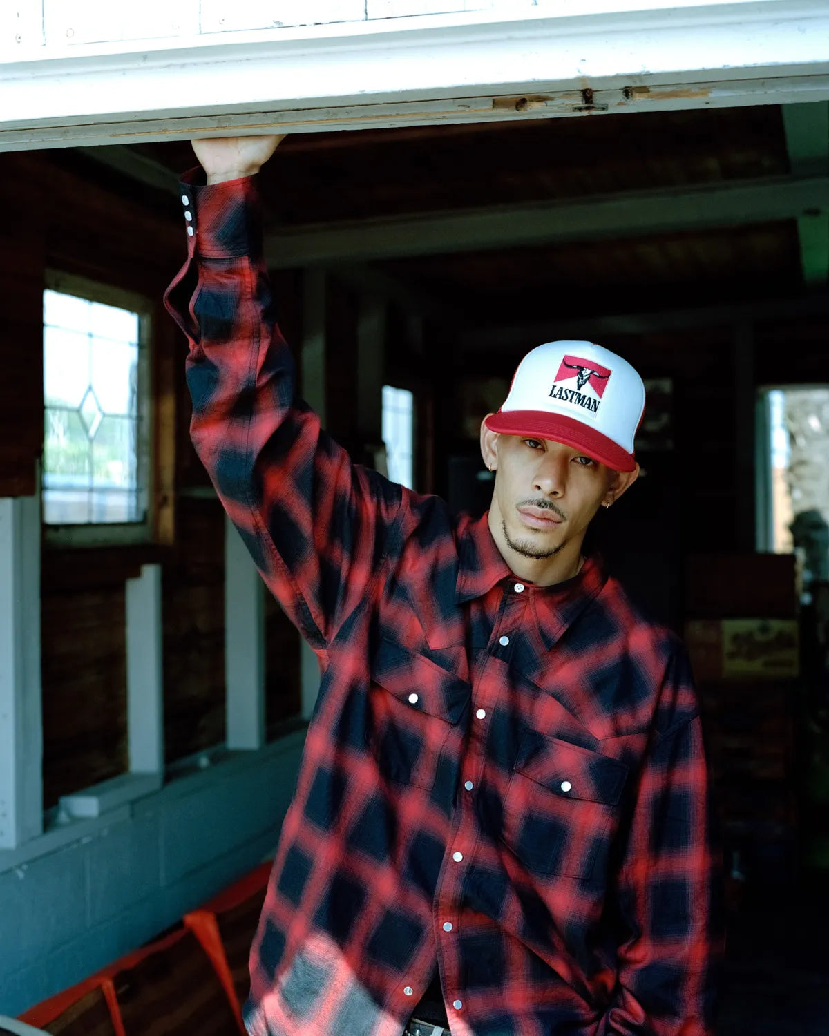 LASTMAN / OMBRE PLAID WESTERN SHIRTS -L/S- (251LM-SH03)