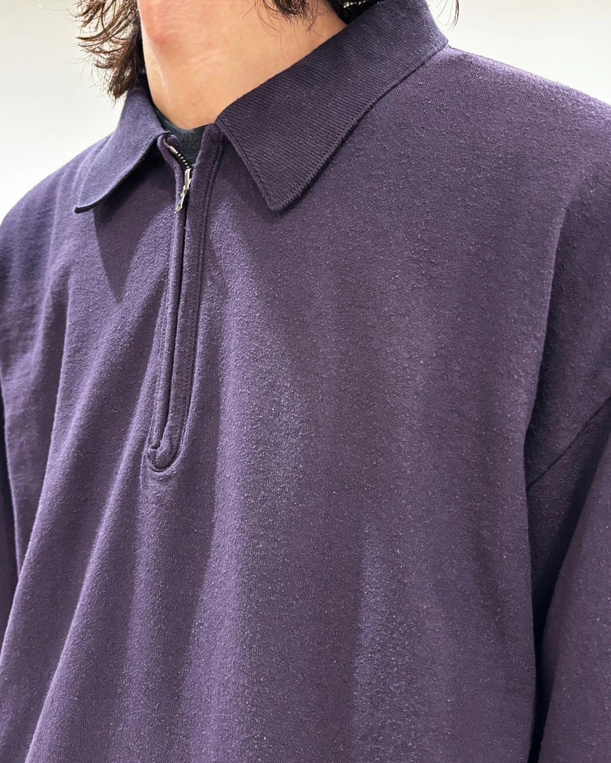blurhms / Co/Silk Nep Harf-Zip Shirt (BHS25S037)