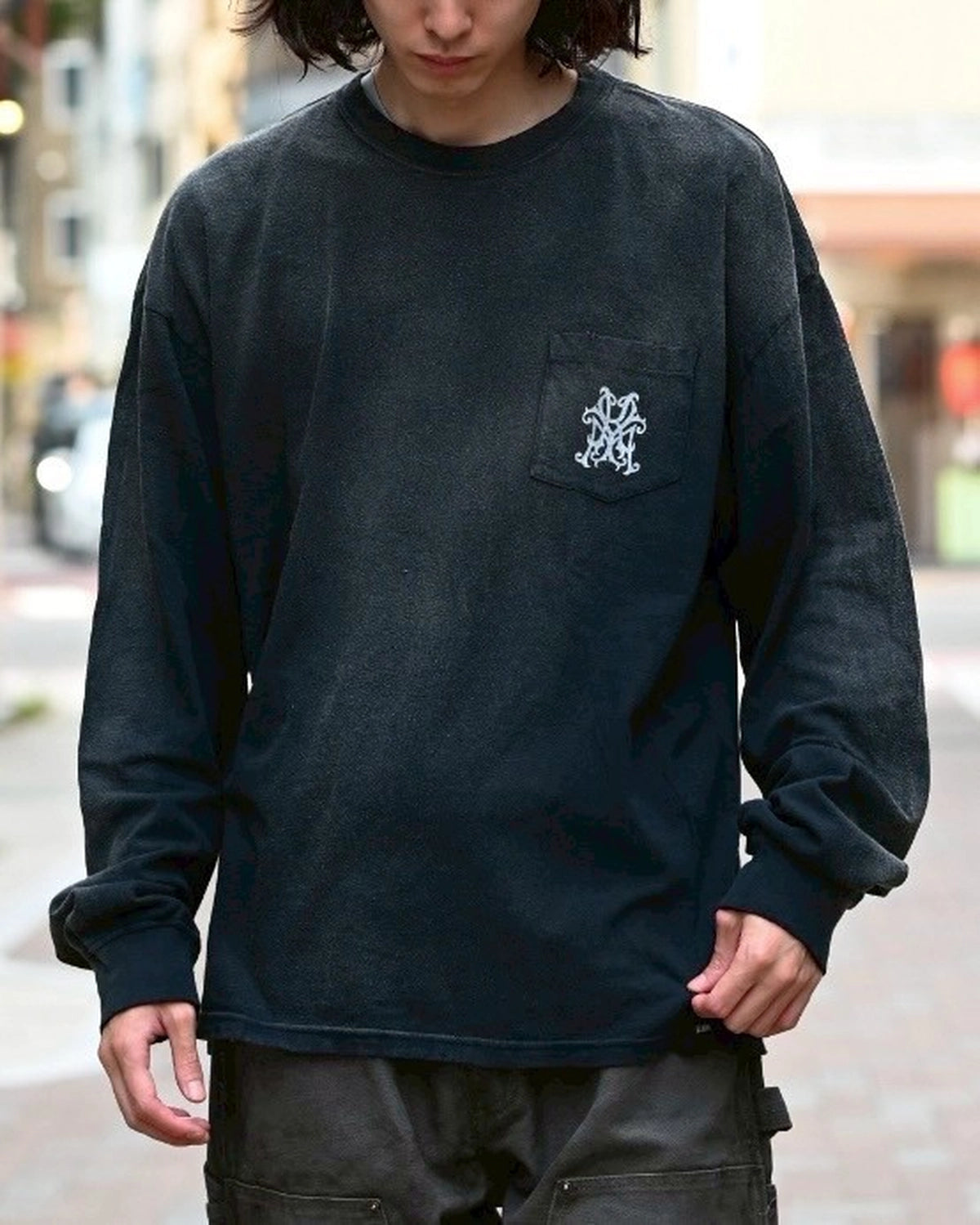 KAMIYA / "Messenger Bird" Distressed Pocket L/S T-shirt (G15LT086)