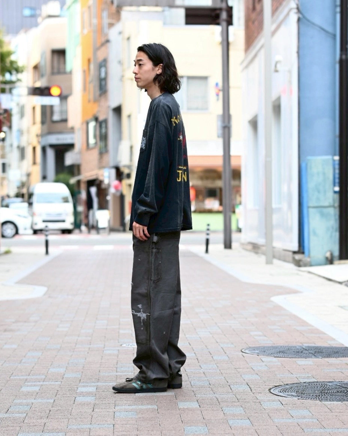 KAMIYA / "Messenger Bird" Distressed Pocket L/S T-shirt (G15LT086)