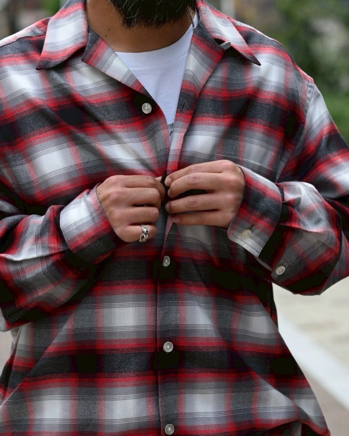 WACKO MARIA / OMBRE CHECK OPEN COLLAR SHIRT (25FW-WMS-OC06)