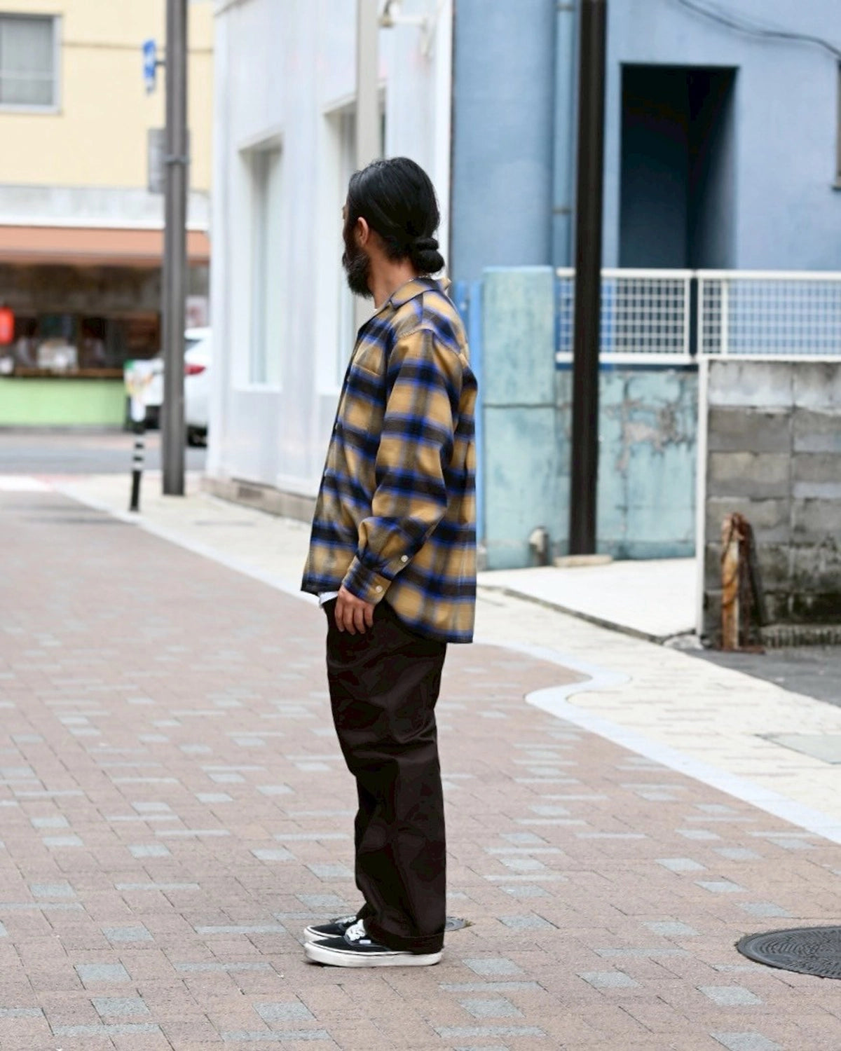 WACKO MARIA / OMBRE CHECK OPEN COLLAR SHIRT (25FW-WMS-OC06)