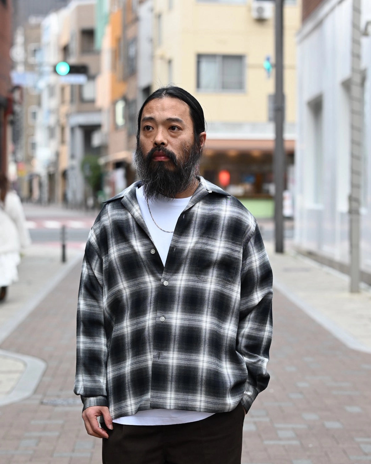 WACKO MARIA / OMBRE CHECK OPEN COLLAR SHIRT L/S -TYPE-1- (26SS-WMS-OC11)