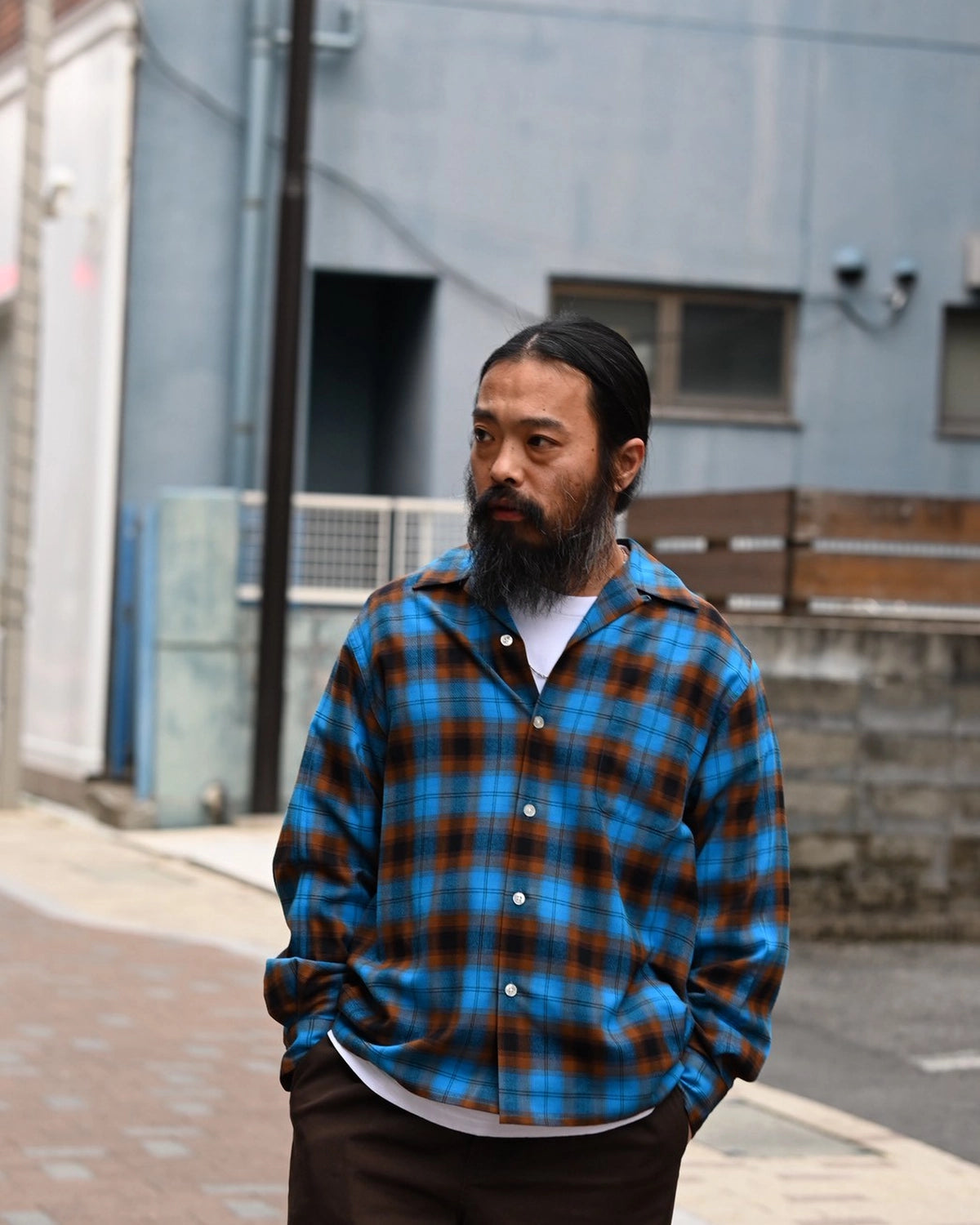 WACKO MARIA / OMBRE CHECK OPEN COLLAR SHIRT L/S -TYPE-1- (26SS-WMS-OC11)