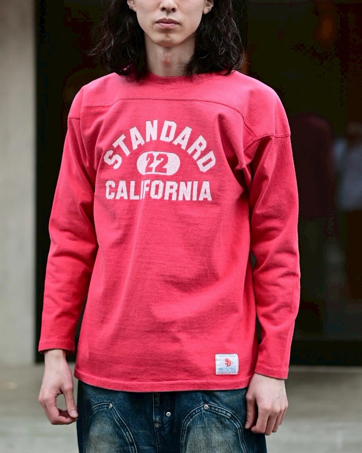 STANDARD CALIFORNIA / SD Heavyweight Football Logo Long Sleeve T Vintage Wash (TSFAA200)