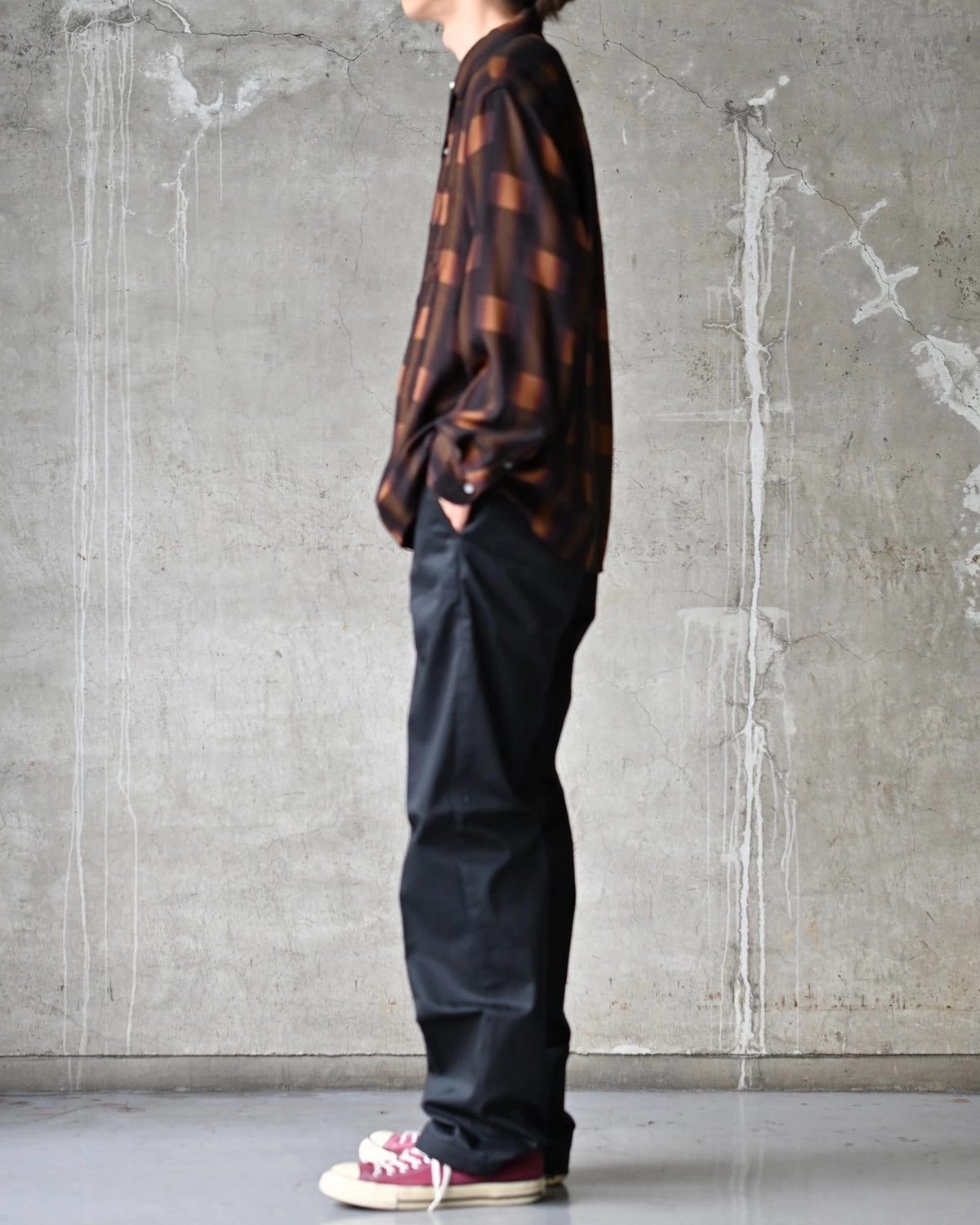 WACKO MARIA / OMBRE CHECK OPEN COLLAR SHIRT L/S TYPE-1 (26FW-WMS-OC01)