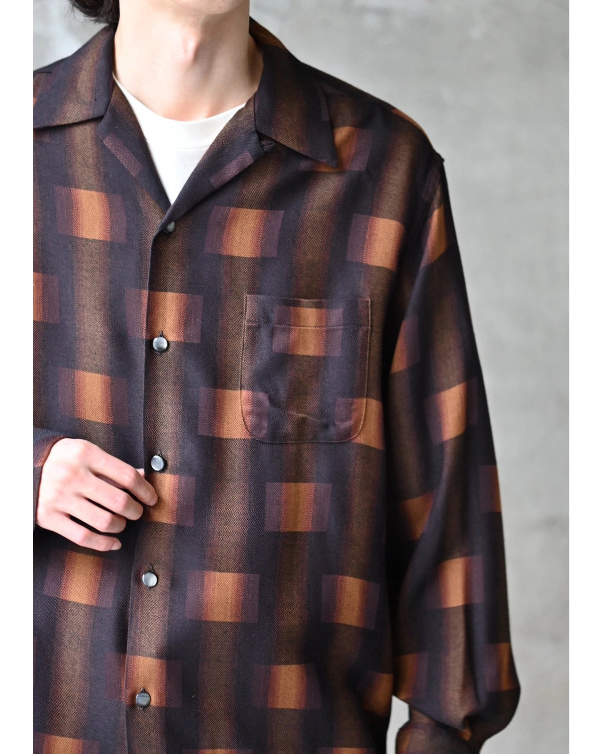 WACKO MARIA / OMBRE CHECK OPEN COLLAR SHIRT L/S TYPE-1 (26FW-WMS-OC01)