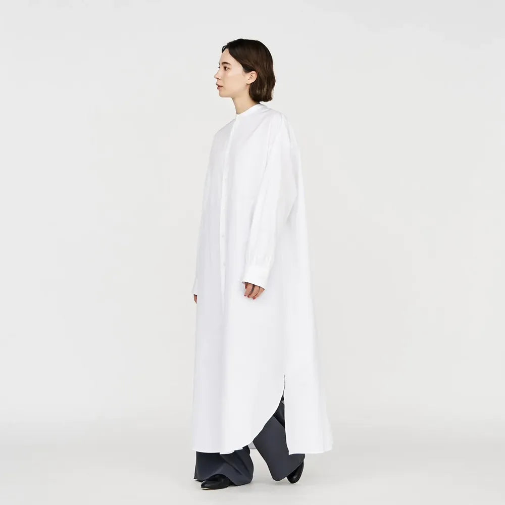 Graphpaper / High Count Broad Oversized Band Collar Shirt Dress (GL251-60284B)