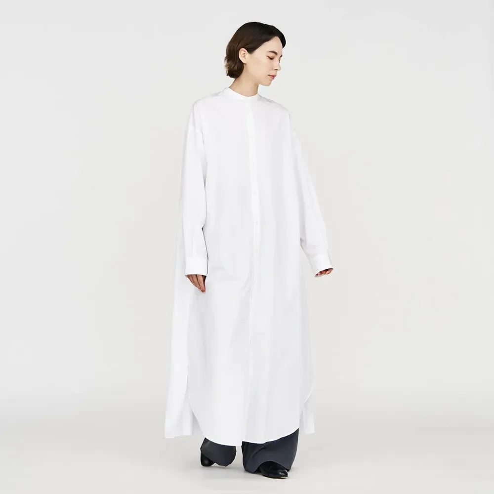 Graphpaper / High Count Broad Oversized Band Collar Shirt Dress (GL251-60284B)