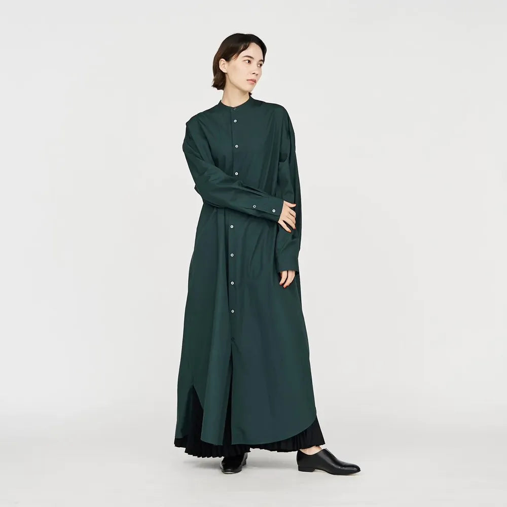 Graphpaper / High Count Broad Oversized Band Collar Shirt Dress (GL251-60284B)