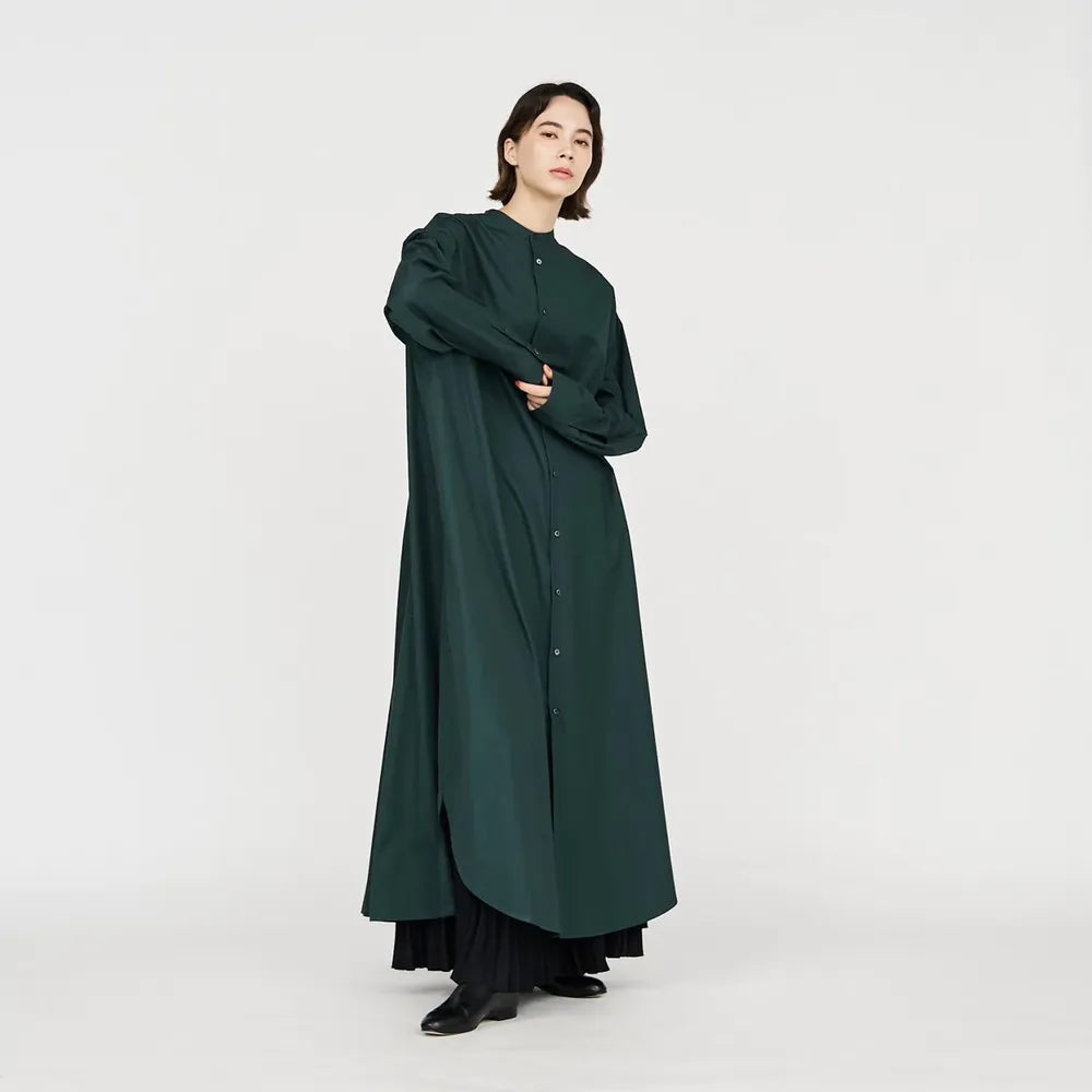 Graphpaper / High Count Broad Oversized Band Collar Shirt Dress (GL251-60284B)