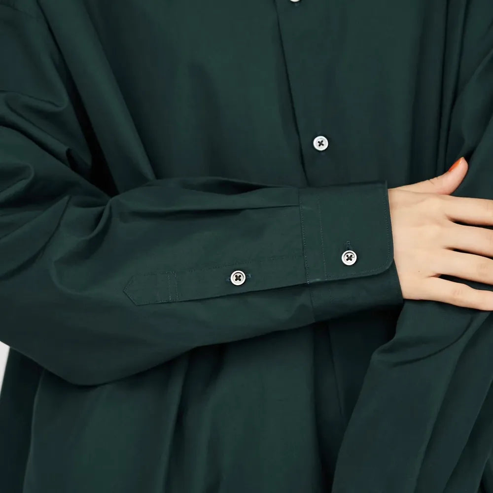 Graphpaper / High Count Broad Oversized Band Collar Shirt Dress (GL251-60284B)