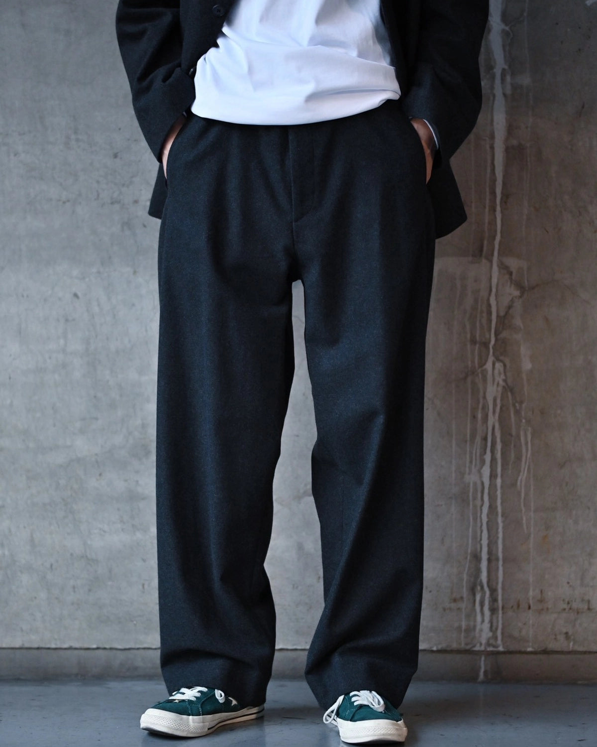 A.PRESSE / Wool Flannel Wide Trousers (26AAP-04-03)