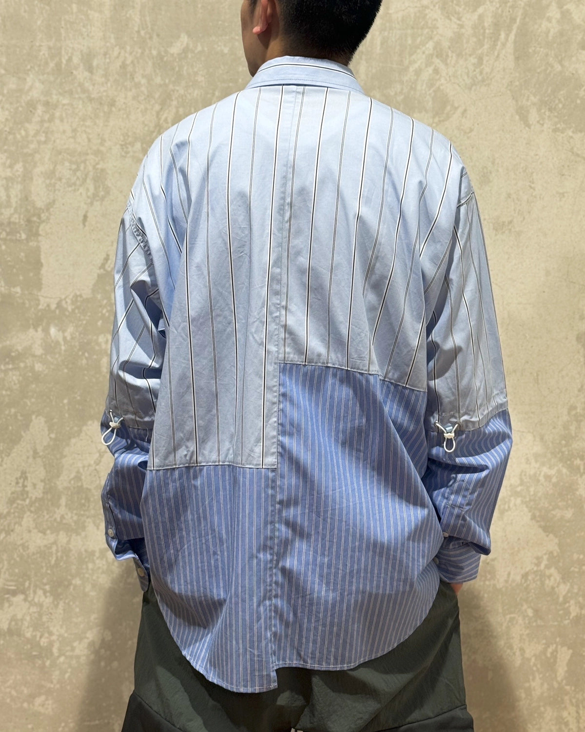 ALWAYS OUT OF STOCK / CRAZY STRIPE L/S SHIRT-SAX (HA-025105216)
