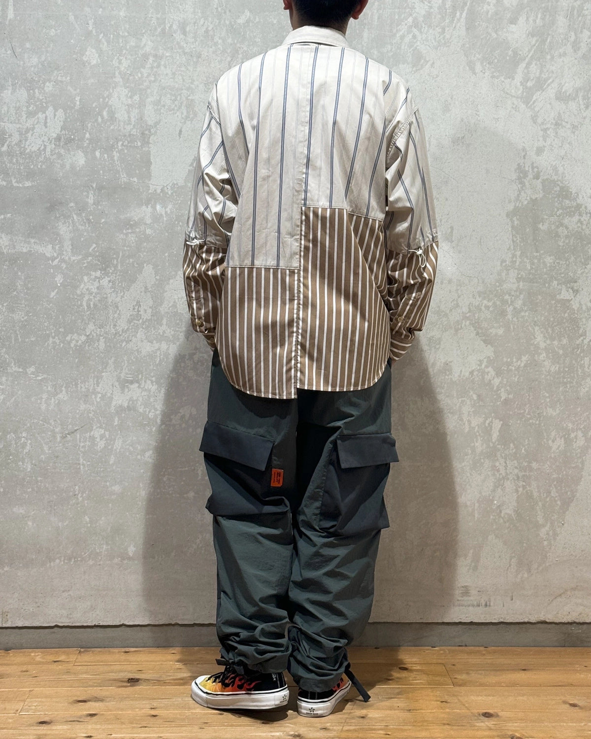 ALWAYS OUT OF STOCK / CRAZY STRIPE L/S SHIRT-SAX (HA-025105216)