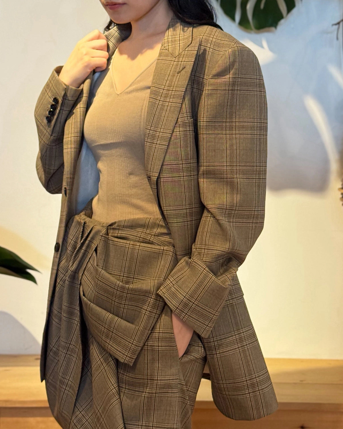 BOWTE / SUPER 130'S GLEN CHECK PEAKED LAPEL TAILORD JACKET (262-06-0001)