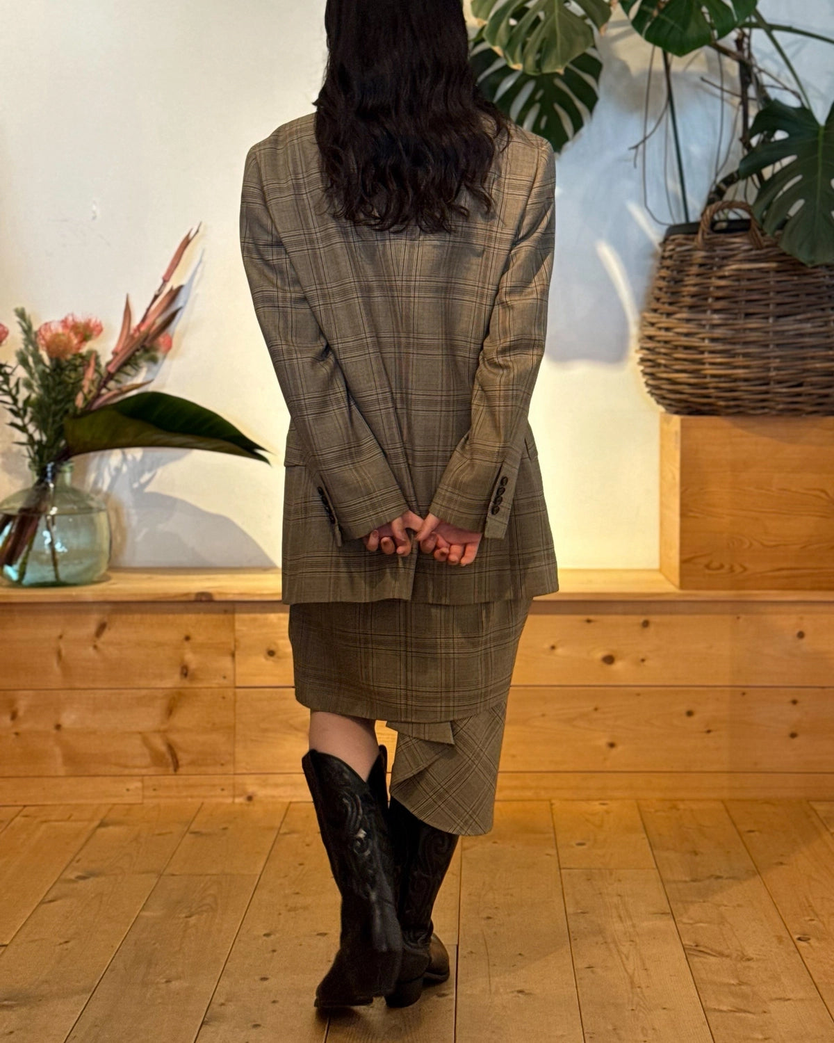 BOWTE / SUPER 130'S GLEN CHECK PEAKED LAPEL TAILORD JACKET (262-06-0001)