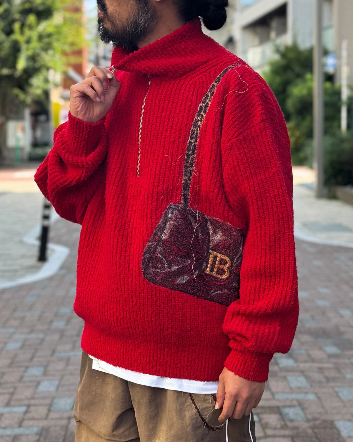 doublet / TROMPE L’OEIL EMBROIDERY HALF ZIP KNIT (26AW56KN229)