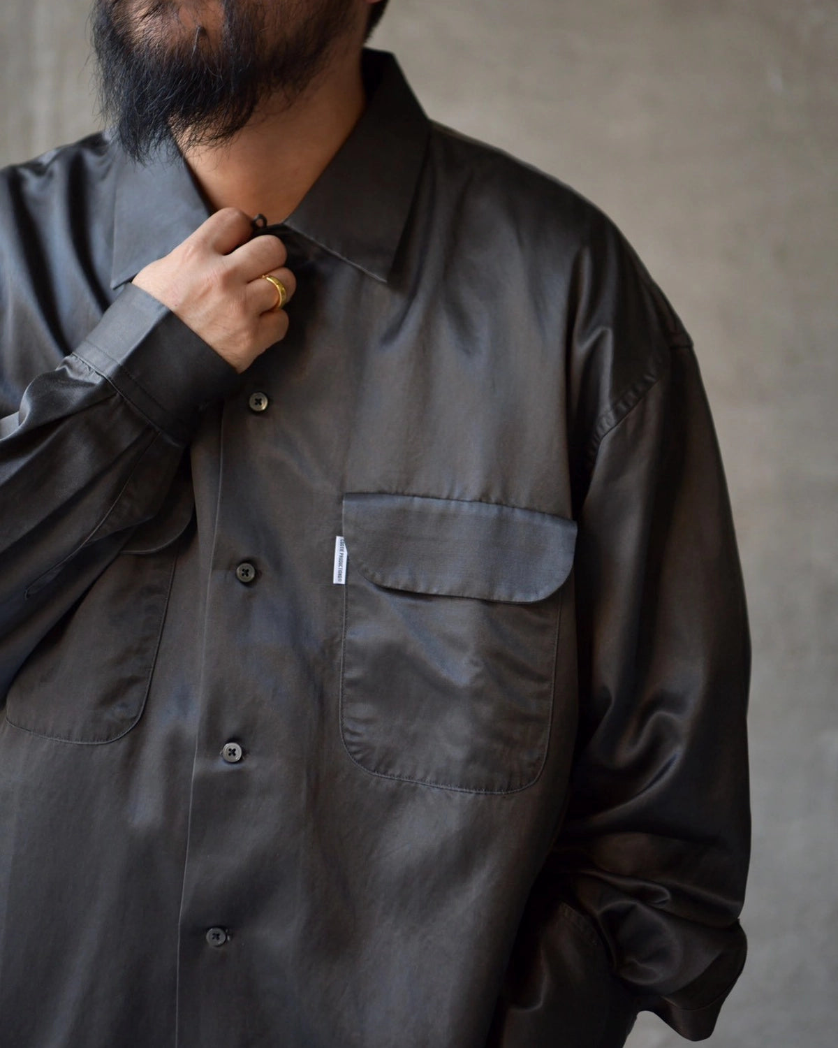 COOTIE PRODUCTIONS / Pigment Bleach V/C Satin L/S Board Shirt (CTE-26A407)