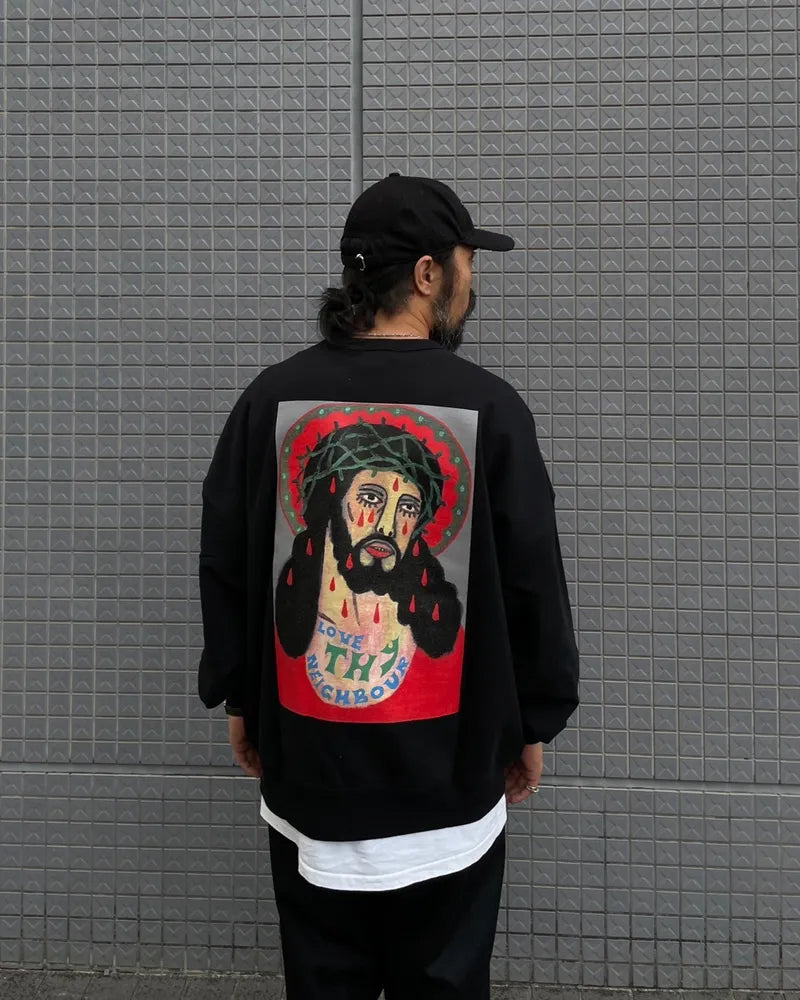 COOTIE PRODUCTIONS® / × Jakob Morley Print Sweat Crew -LOVE THY NEIGHBOUR- (CTE-24A325)