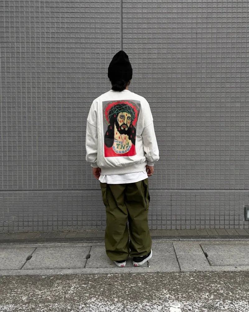 COOTIE PRODUCTIONS® / × Jakob Morley Print Sweat Crew -LOVE THY NEIGHBOUR- (CTE-24A325)