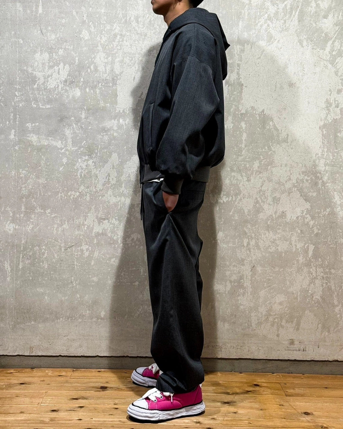 FUMITO GANRYU / 2way wool hoodie (Fu13-Bl-05)