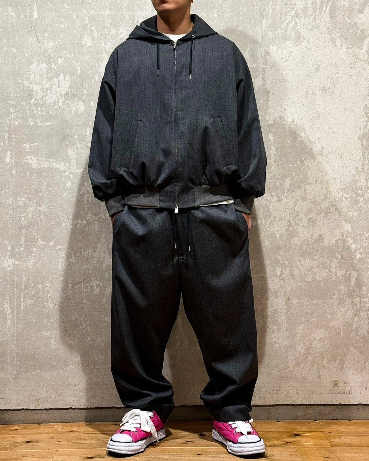 FUMITO GANRYU / 2way wool hoodie (Fu13-Bl-05)