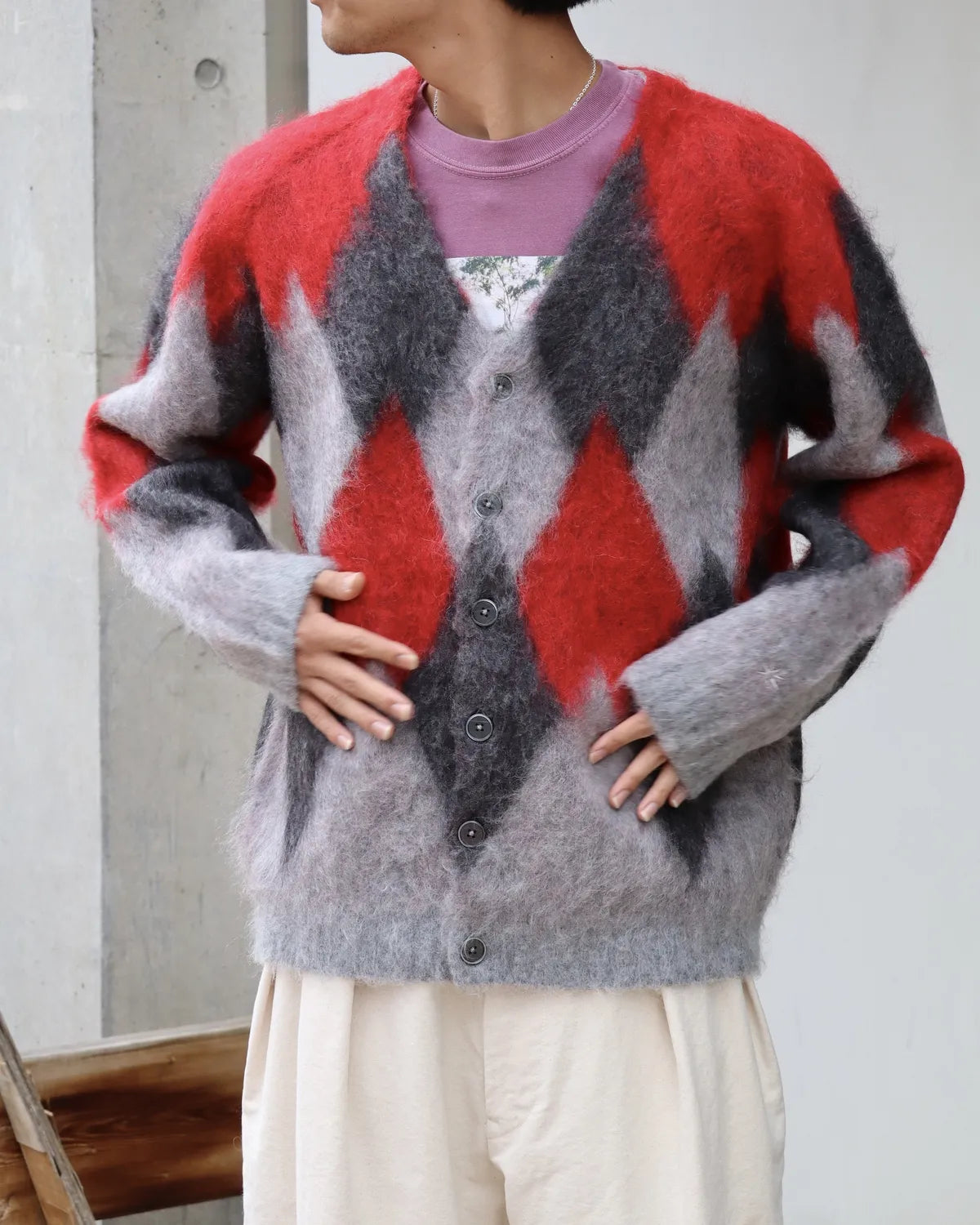 GDC / Argyle Mohair Cardigan (GD0465)