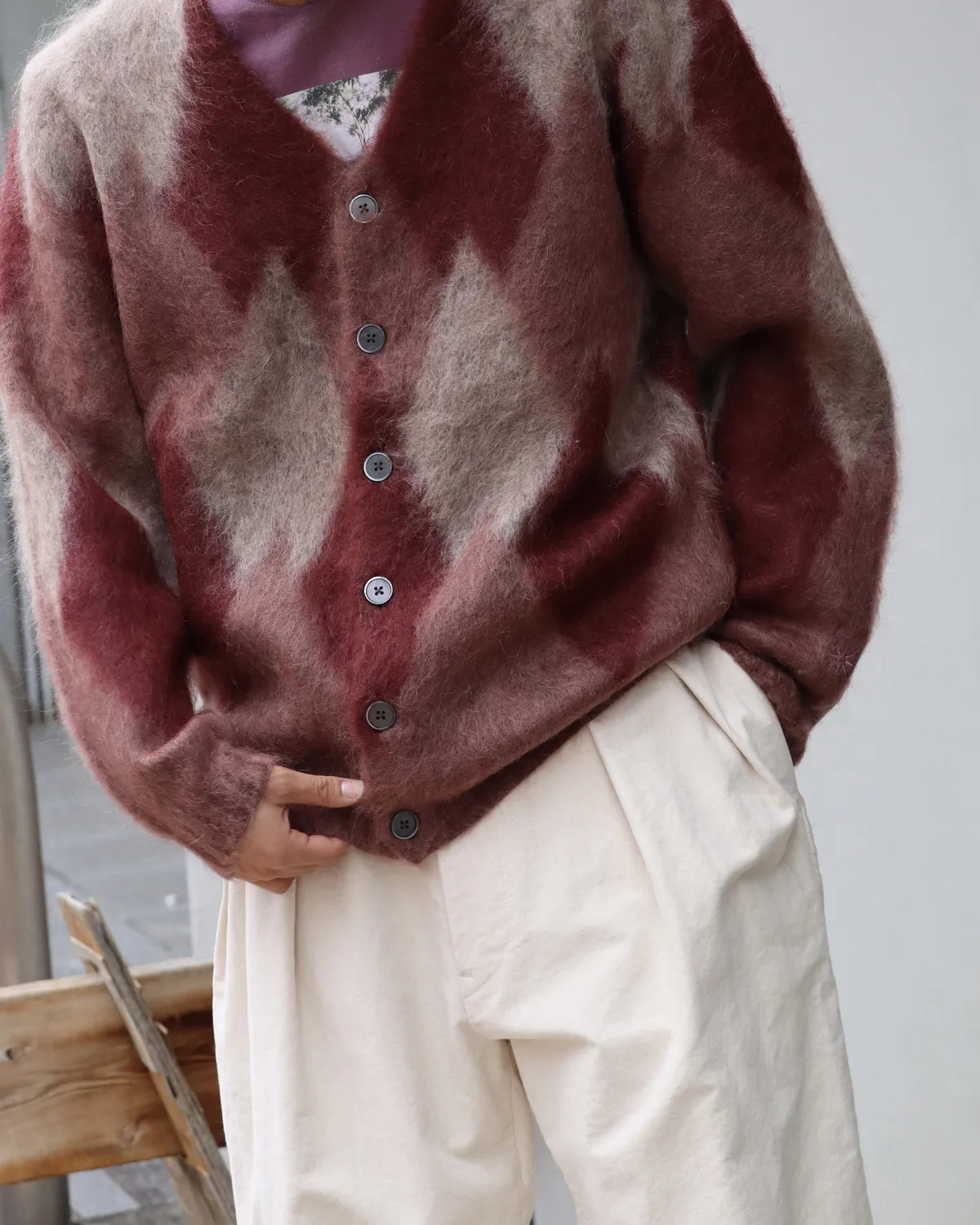 GDC / Argyle Mohair Cardigan (GD0465)