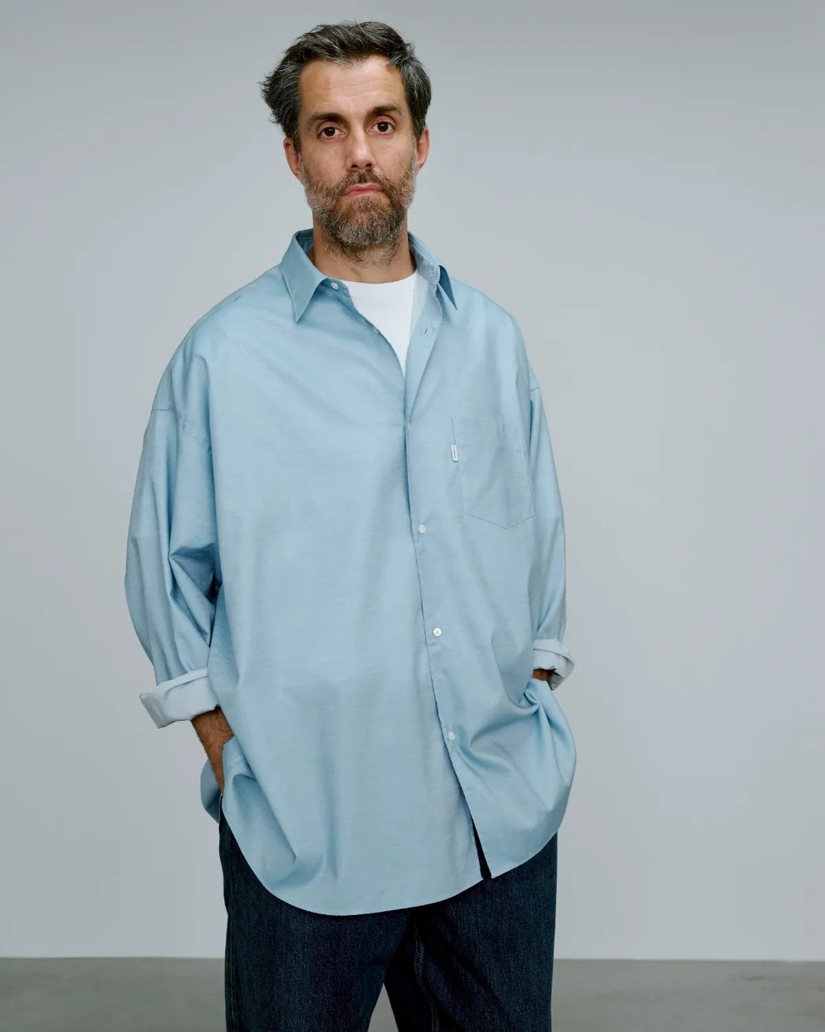 Graphpaper / Supima Chambray Oversized Regular Collar Shirt (GM252-50058N)