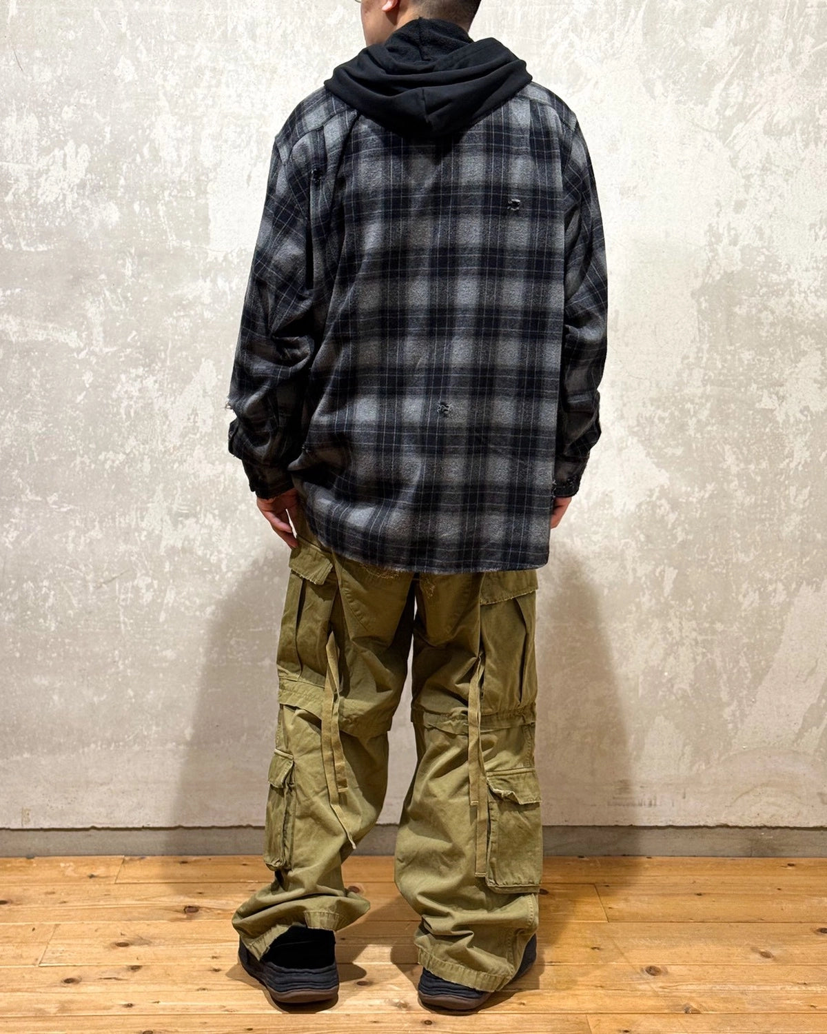 KAMIYA / Hooded Check Shirt (G15SH055)