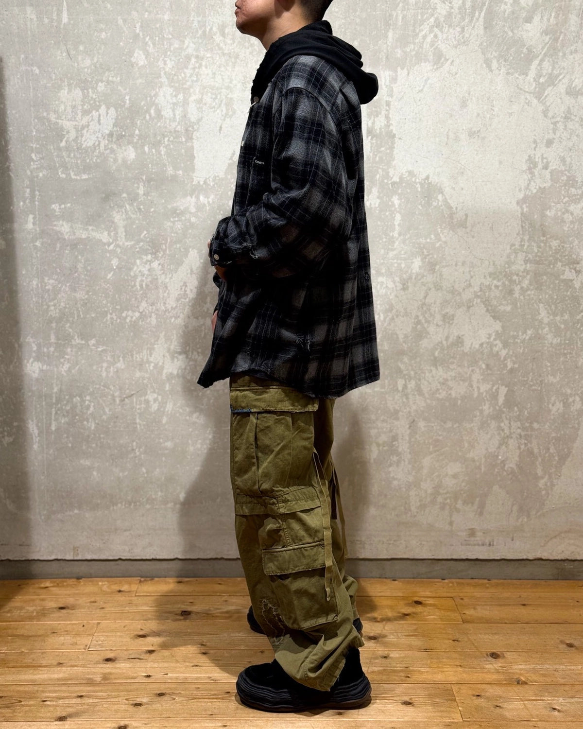 KAMIYA / Hooded Check Shirt (G15SH055)
