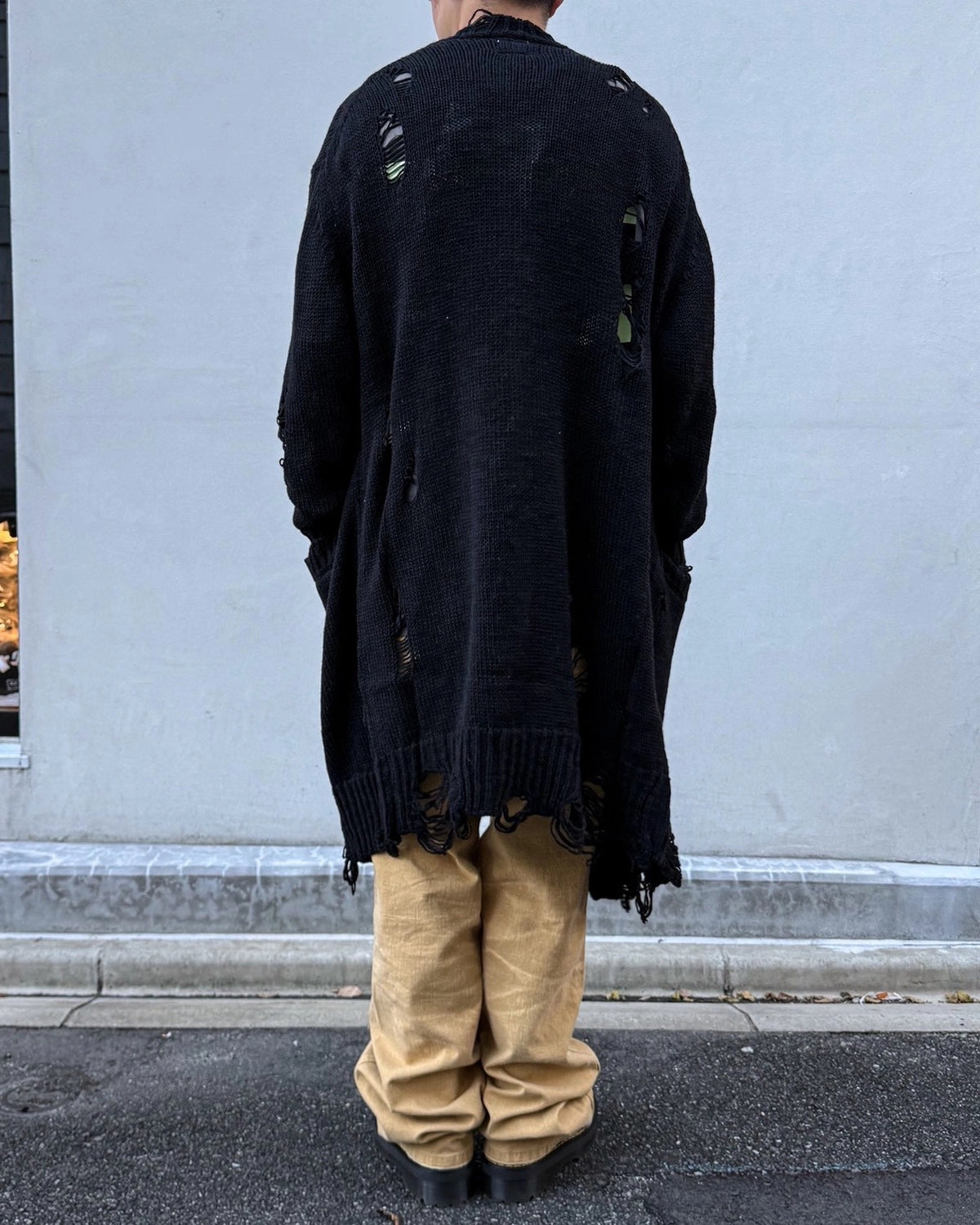KAMIYA / Damaged Low Gauge Long Cardigan (G17CD077)