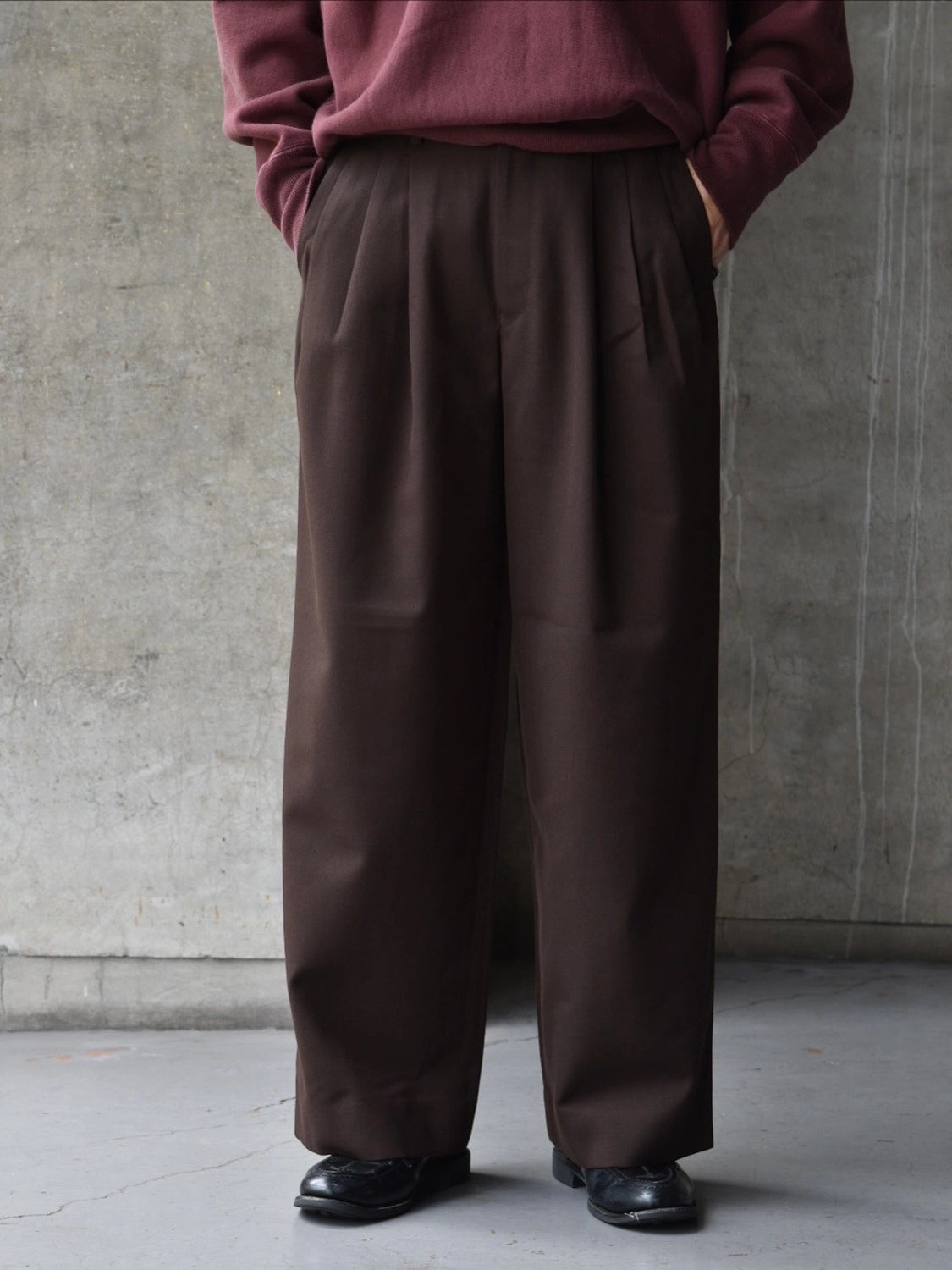 MARKAWARE / Organic Wool Survival Cloth® Triple Pleated Wide Trousers (A25C06PT02C)