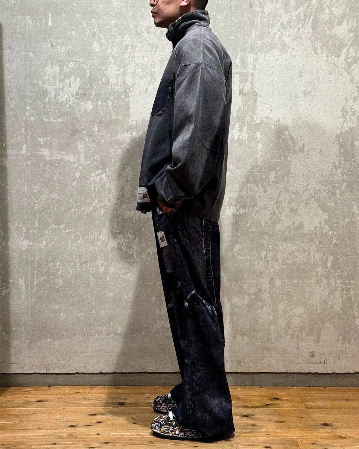 Maison MIHARA YASUHIRO / Sun Faded Like Quarter Zip-up Sweatshirt (A14PO533)
