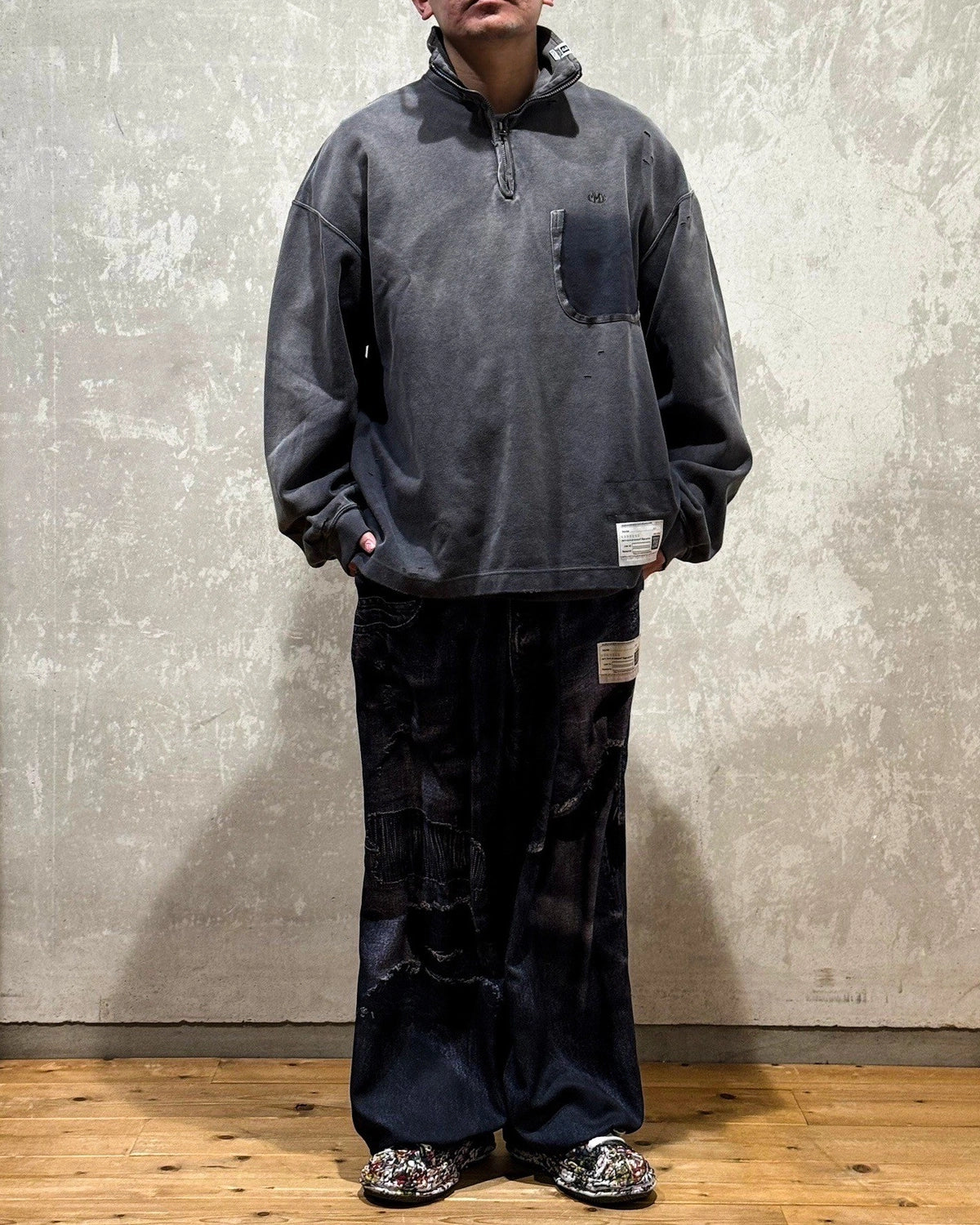 Maison MIHARA YASUHIRO / Sun Faded Like Quarter Zip-up Sweatshirt (A14PO533)