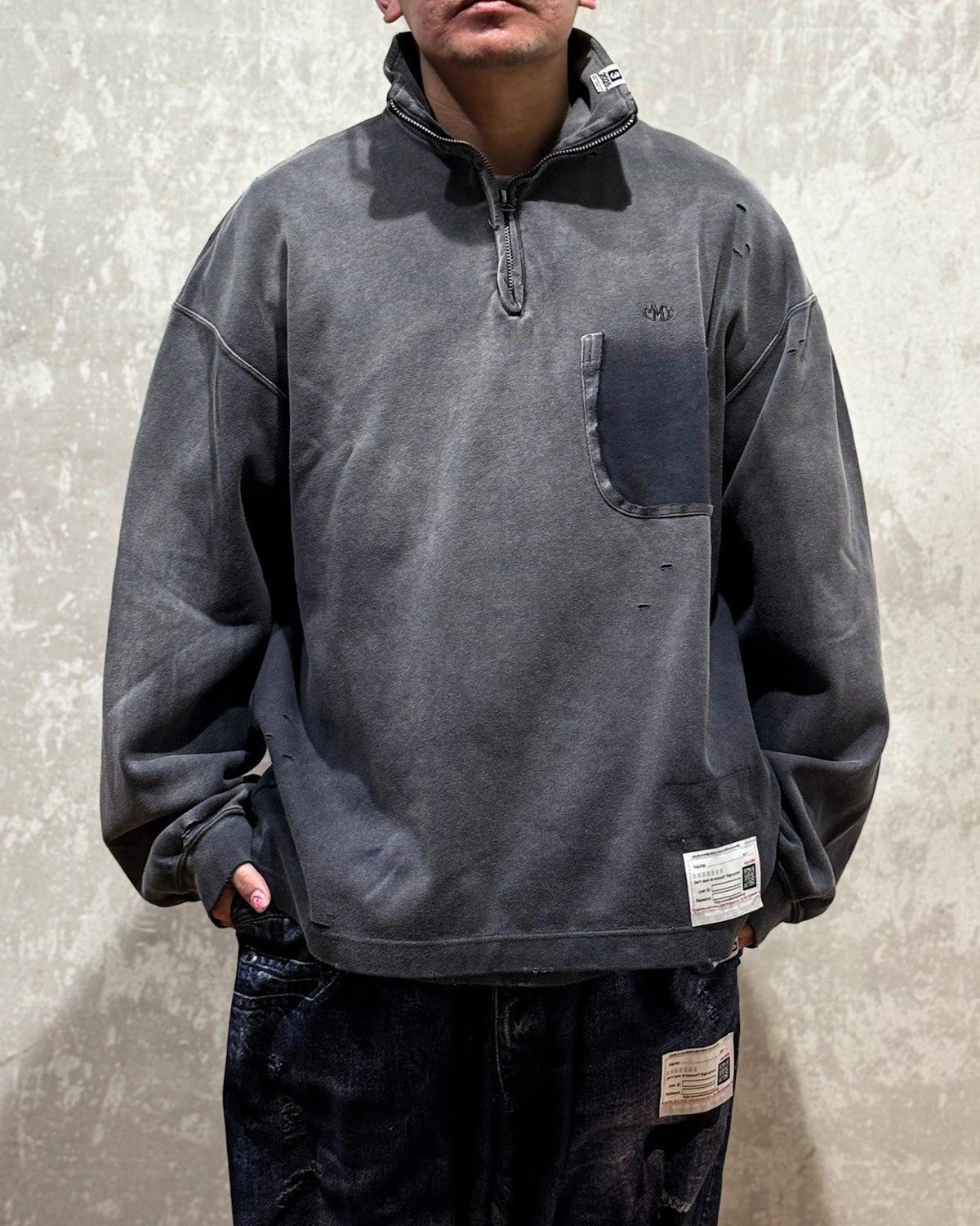 Maison MIHARA YASUHIRO / Sun Faded Like Quarter Zip-up Sweatshirt (A14PO533)