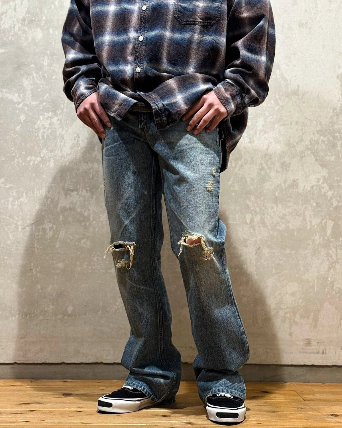 KAMIYA / DENIM FLARE PANTS (G14PT037)