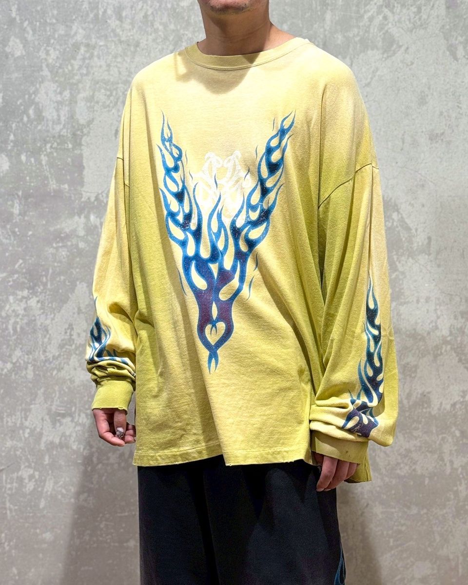KAMIYA / “KMY-FIRE” Distressed L/S T-shirt (G14LT079)