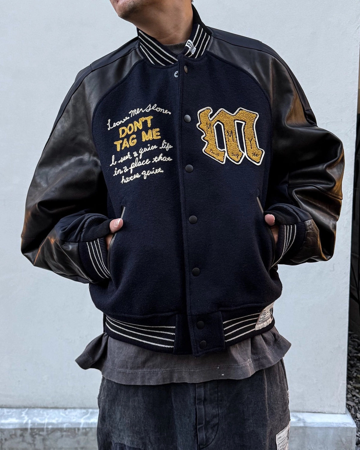 Maison MIHARA YASUHIRO / Front Back Combined Stadium Jacket (A17BL062)