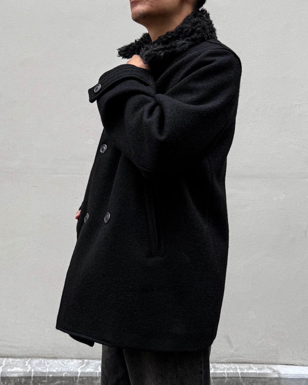 OUR LEGACY / WAGE PEACOAT Black Stamped Wool (M4261WBS)