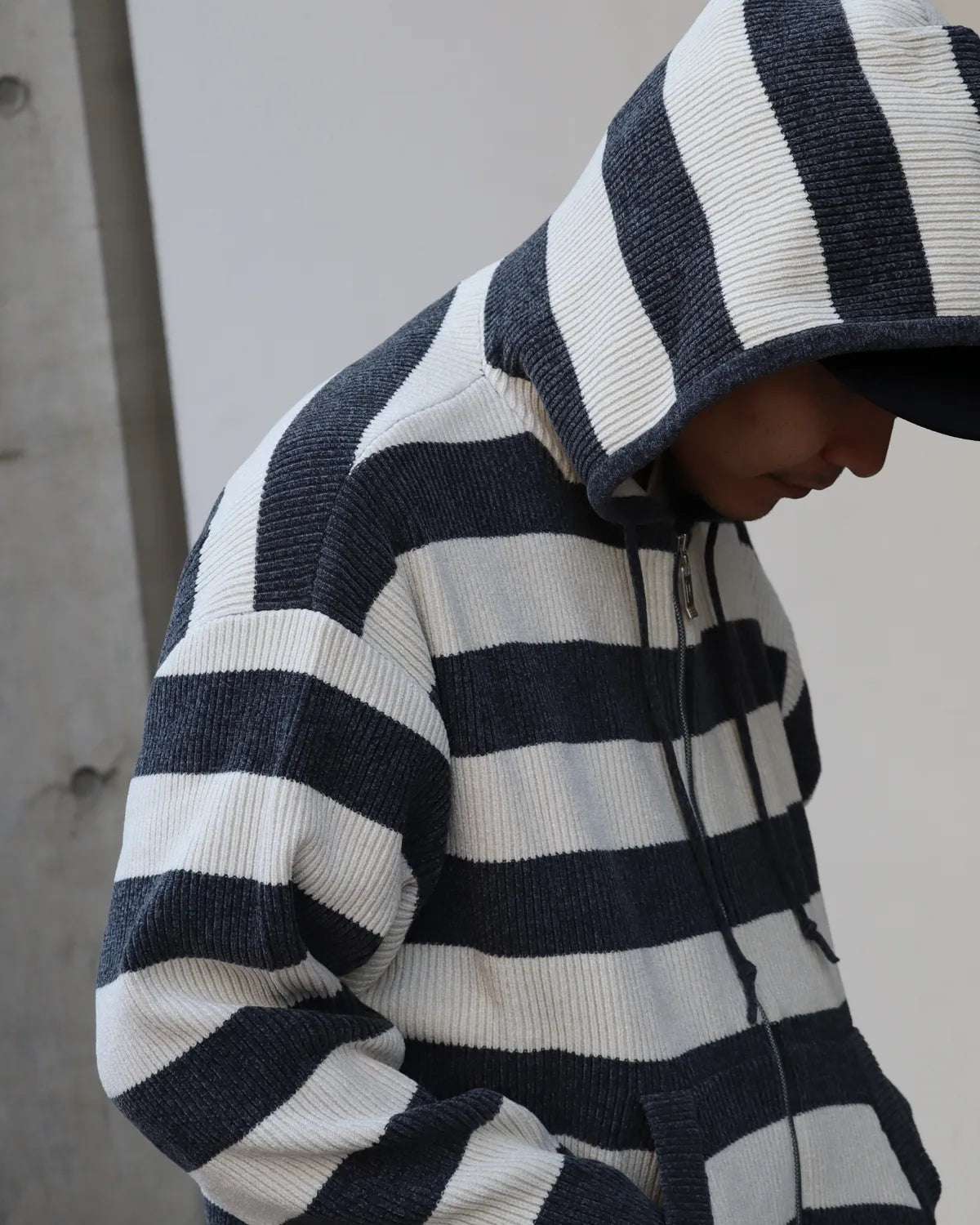 PHINGERIN / CORDY KNIT ZIP HOODIE STRIPE (PD-262-KN-092)