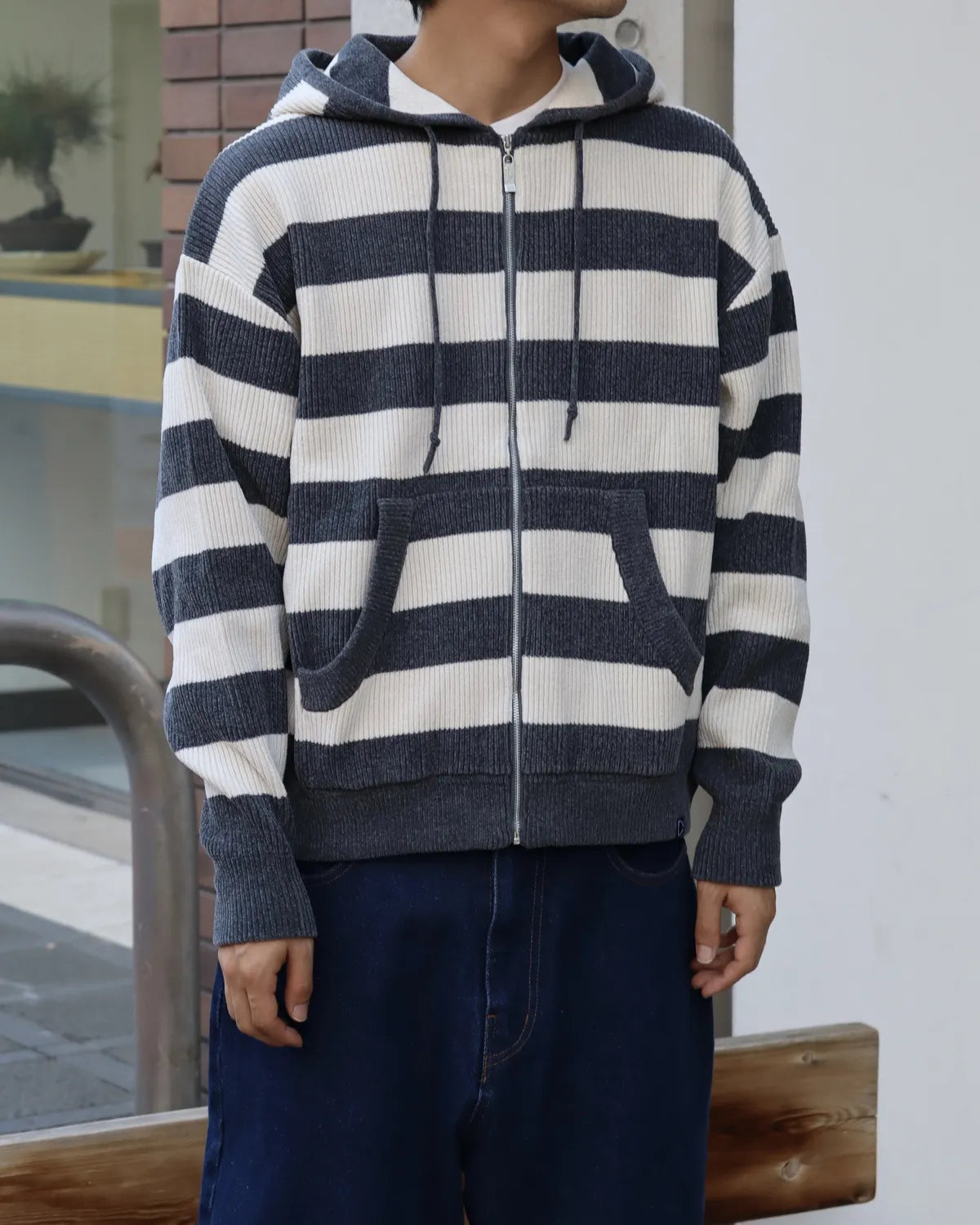 PHINGERIN / CORDY KNIT ZIP HOODIE STRIPE (PD-262-KN-092)