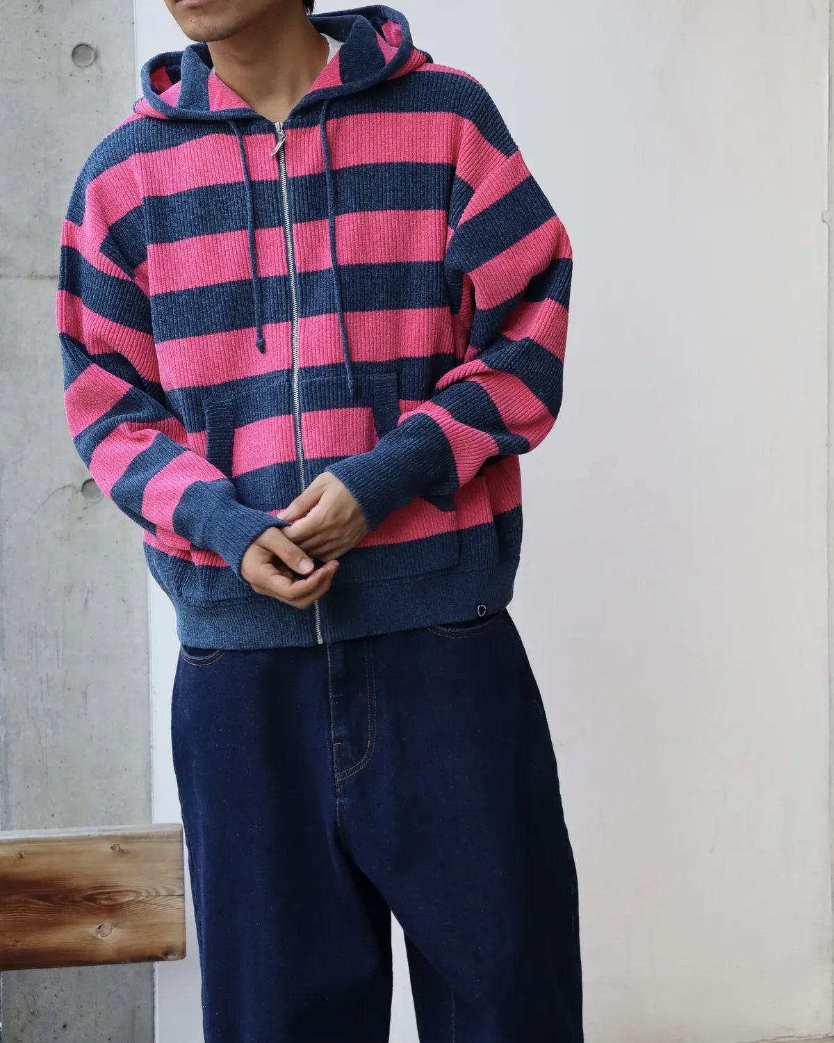 PHINGERIN / CORDY KNIT ZIP HOODIE STRIPE (PD-262-KN-092)