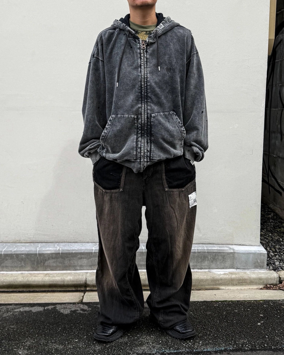 Maison MIHARA YASUHIRO / Bleached Zip-up Hoodie (A17PK541)