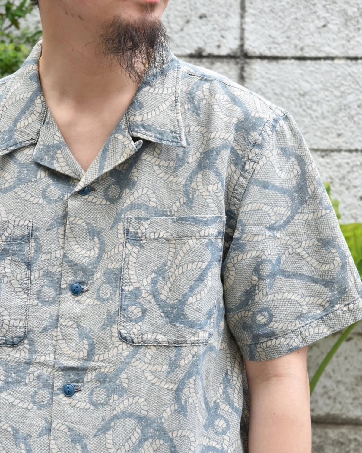 RRL / インディゴ アンカープリント キャンプ シャツ (1441MNRRWOV1N820059)