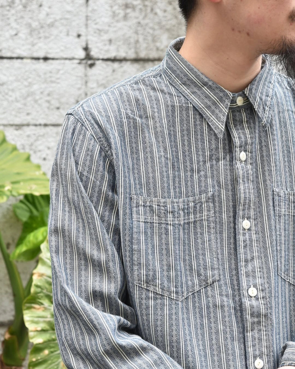 RRL / ストライプド ドビーシャンブレー ワークシャツ (1441MNRRWOV16820356)